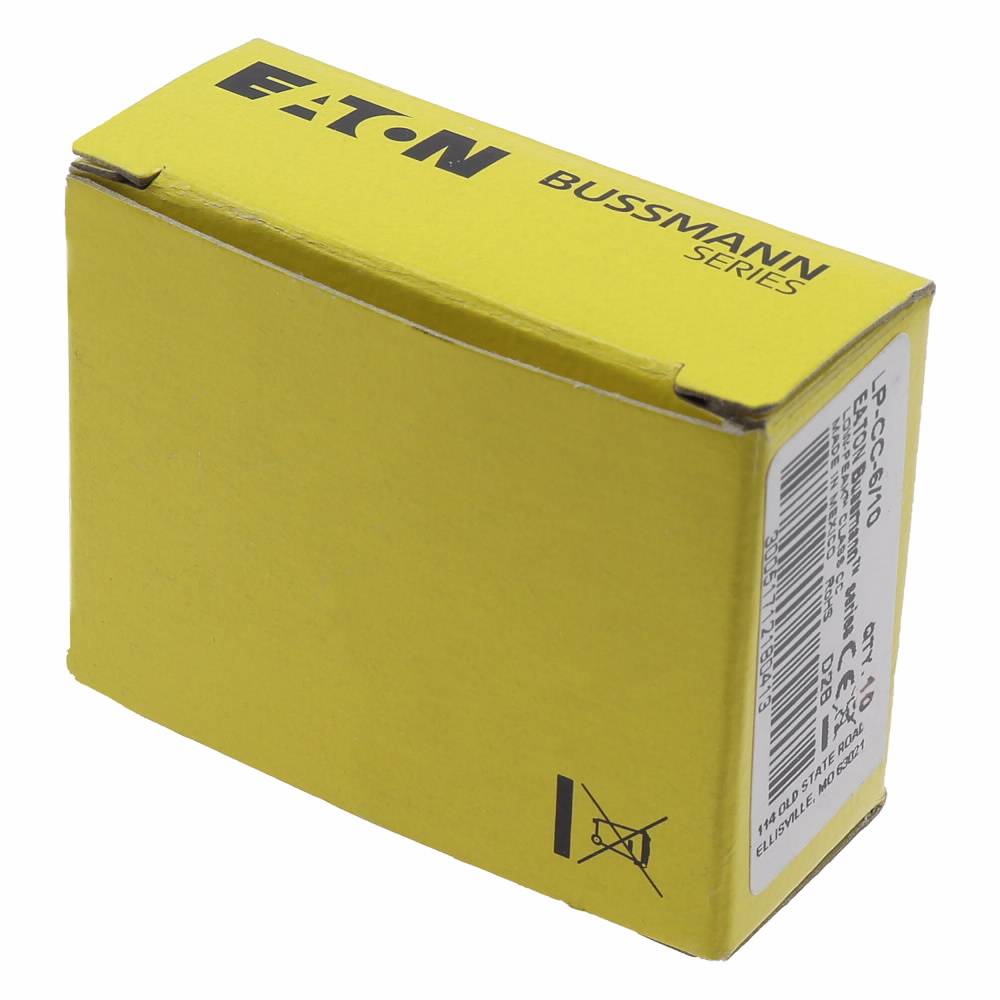 Bussmann Low-Peak™ LP-CC-6/10 Current Limiting Time Delay Fuse, 6/10 A, 600 VAC/300 VDC, 200 kA Interrupt, CC Class, Cylindrical Body