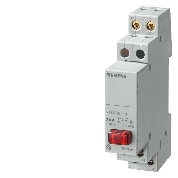 Siemens 5TE4821 Pushbutton, 230 VAC, 20 A, 1NO-0NC Contact