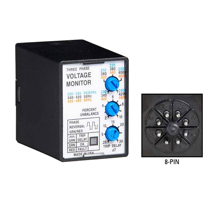 Littelfuse® PLMU11 Voltage Monitoring Relay, 200 to 480 VAC, 8 Pin, SPDT Contact