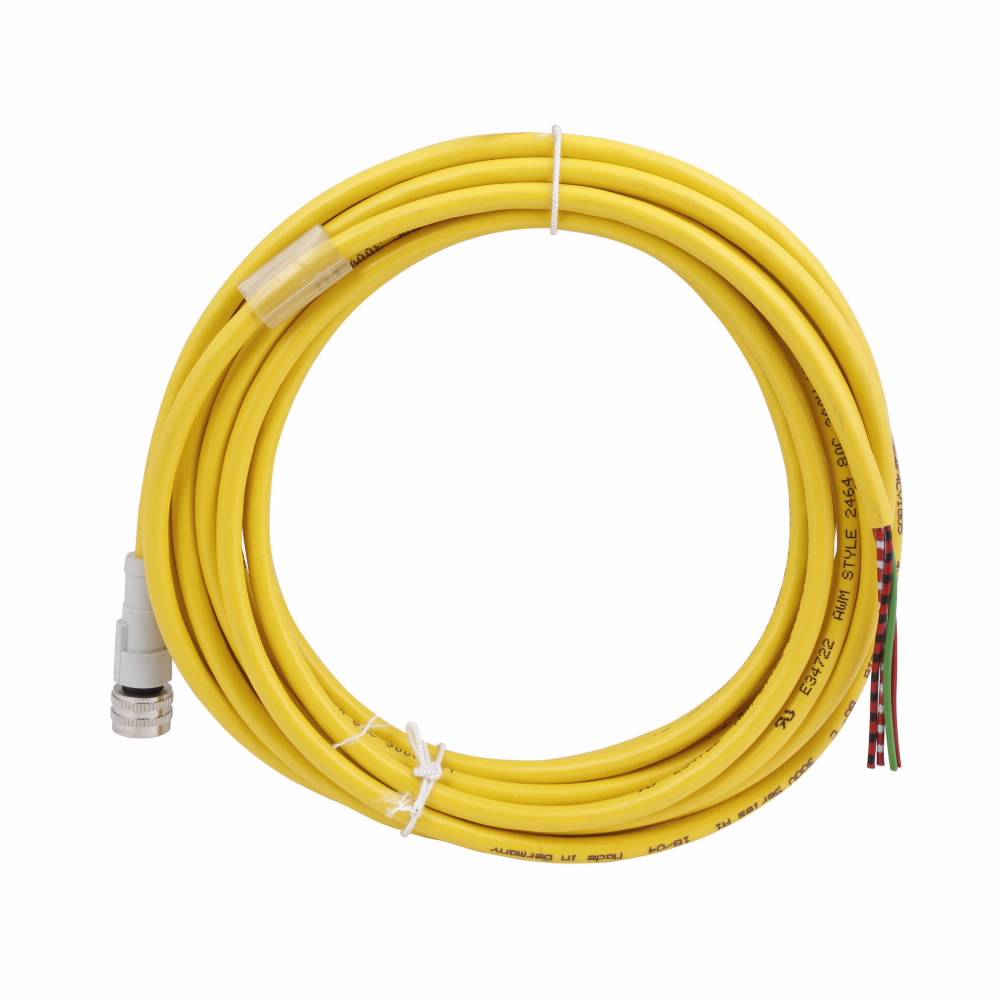EATON CSAS4F4CY1805 Global Plus Single End Cable Connector, 4-Pin AC Micro Straight Female Connector, 16.4 ft L Cable, Dual Keyway