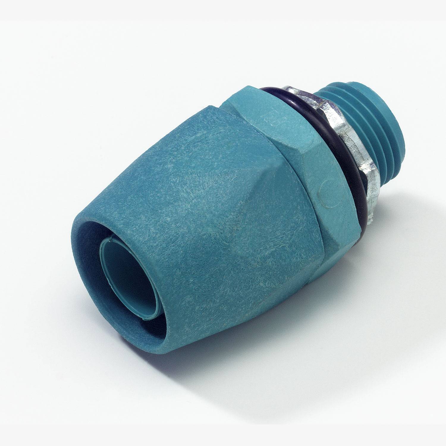 T&B® 6304 Straight Conduit Connector With Captive Sealing O-Ring, Tapered Hub Thread, 1 in Trade, Thermoplastic, Electro-Zinc Plated