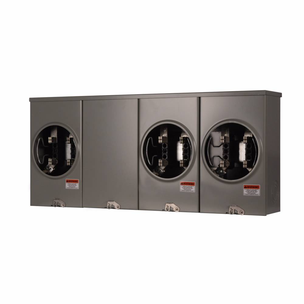 EATON Cutler-Hammer 1004404BCH 3-Wire 3-Position Horizontal Ganged Single Meter Socket With Horn Bypass, 600 VAC, 200 A, 1 Phase