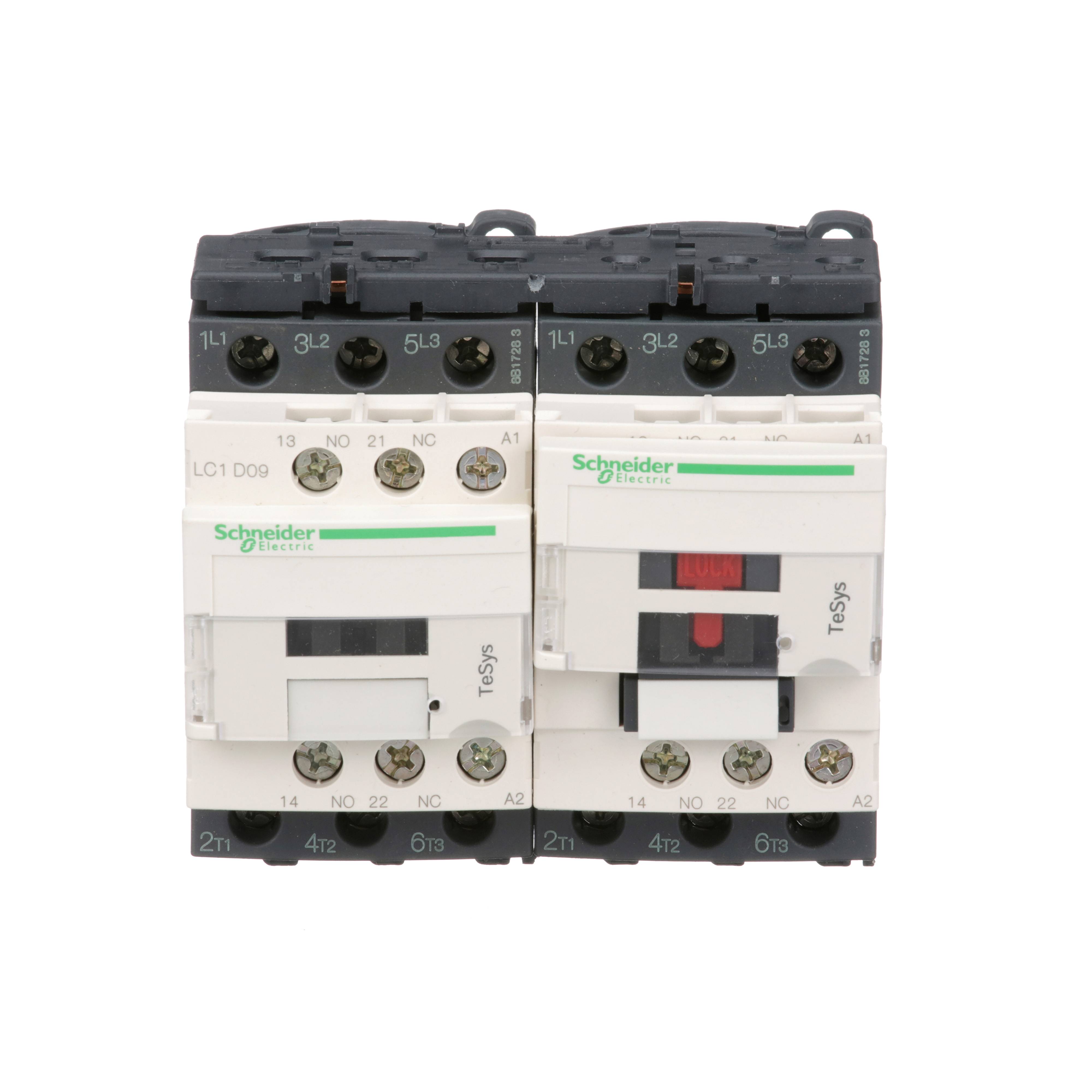 Square D™ TeSys™ D LC2D09G7 D-Line Mechanical Standard IEC Contactor, 120/690 VDC, 300 VDC V Coil, 9/25 A, 3NO Contact, 3 Poles