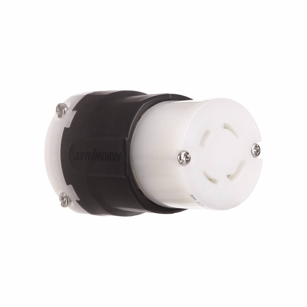 EATON Arrow Hart™ Safety Grip™ Eaton Wiring Devices AHL1430C Grounding Straight Ultra Grip Locking Connector, 125/250 VAC, 30 A, 3 Poles, 4 Wires, Black/White