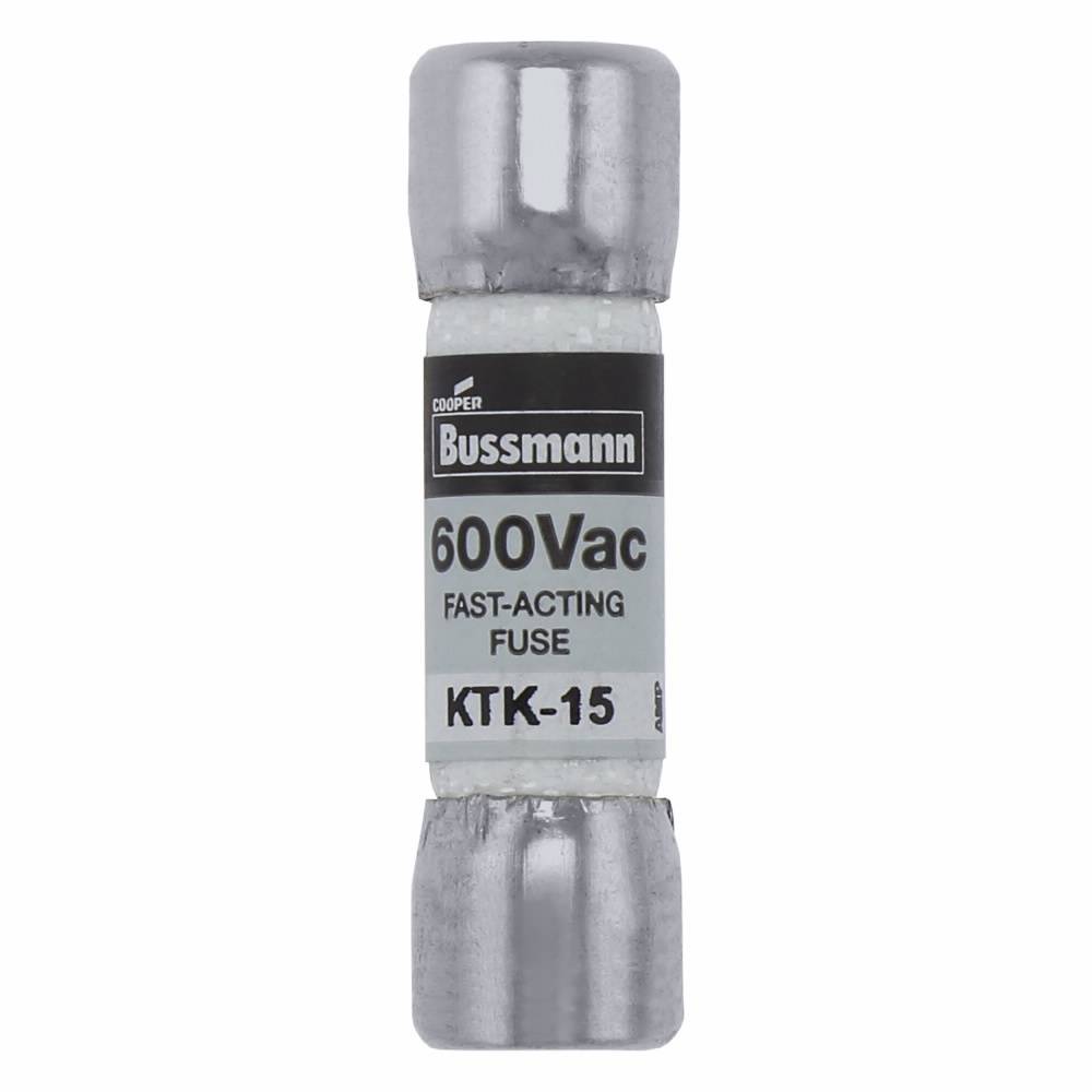 Bussmann Limitron™ KTK-15 Fast Acting Fuse, 15 A, 600 VAC, 100000 A Interrupt, Class: Supplemental, Cartridge Body