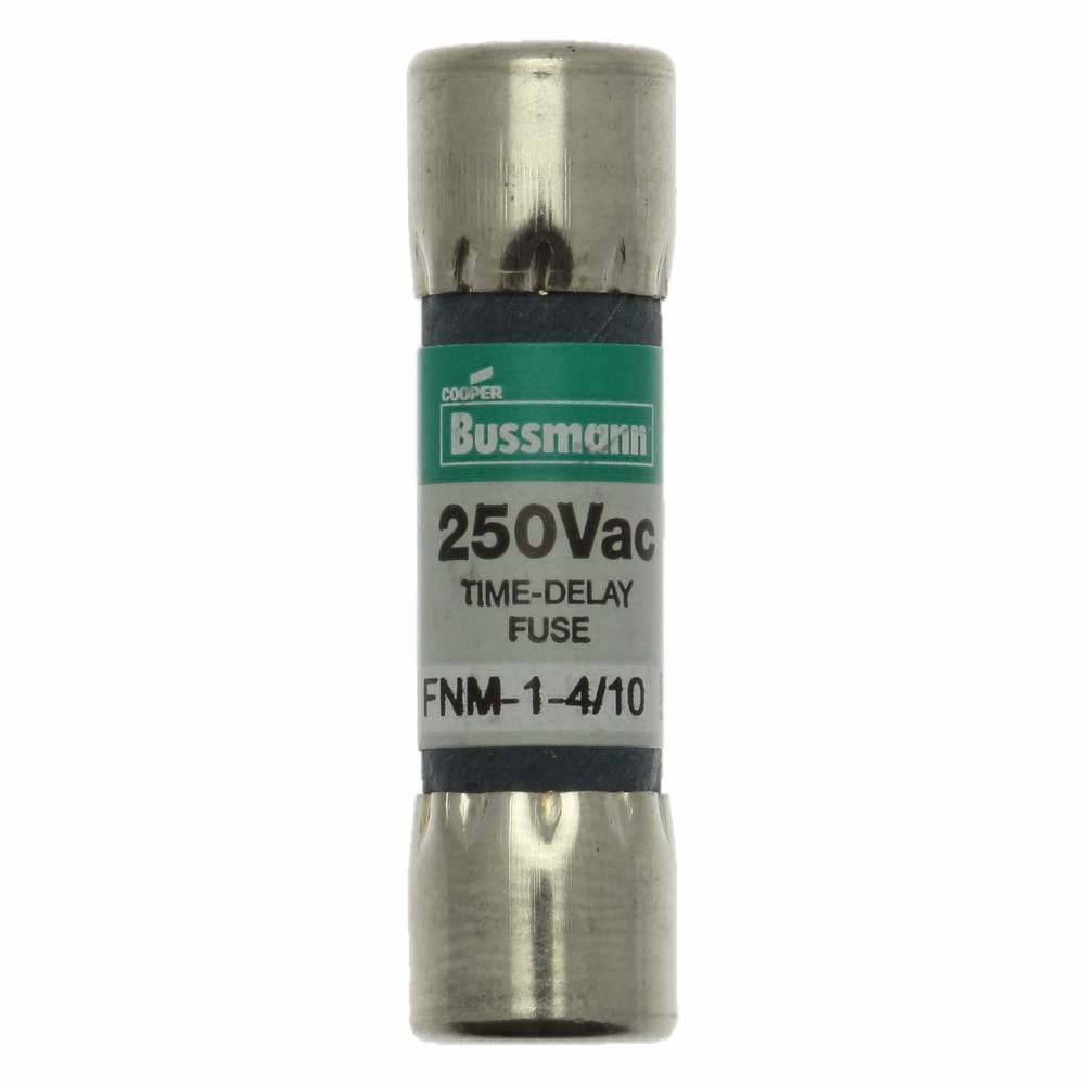 Bussmann Fusetron™ FNM-1-4/10 Time Delay Midget Fuse, 1.4 A, 250 VAC, 100 A Interrupt, Class: Supplemental, Cylindrical Body