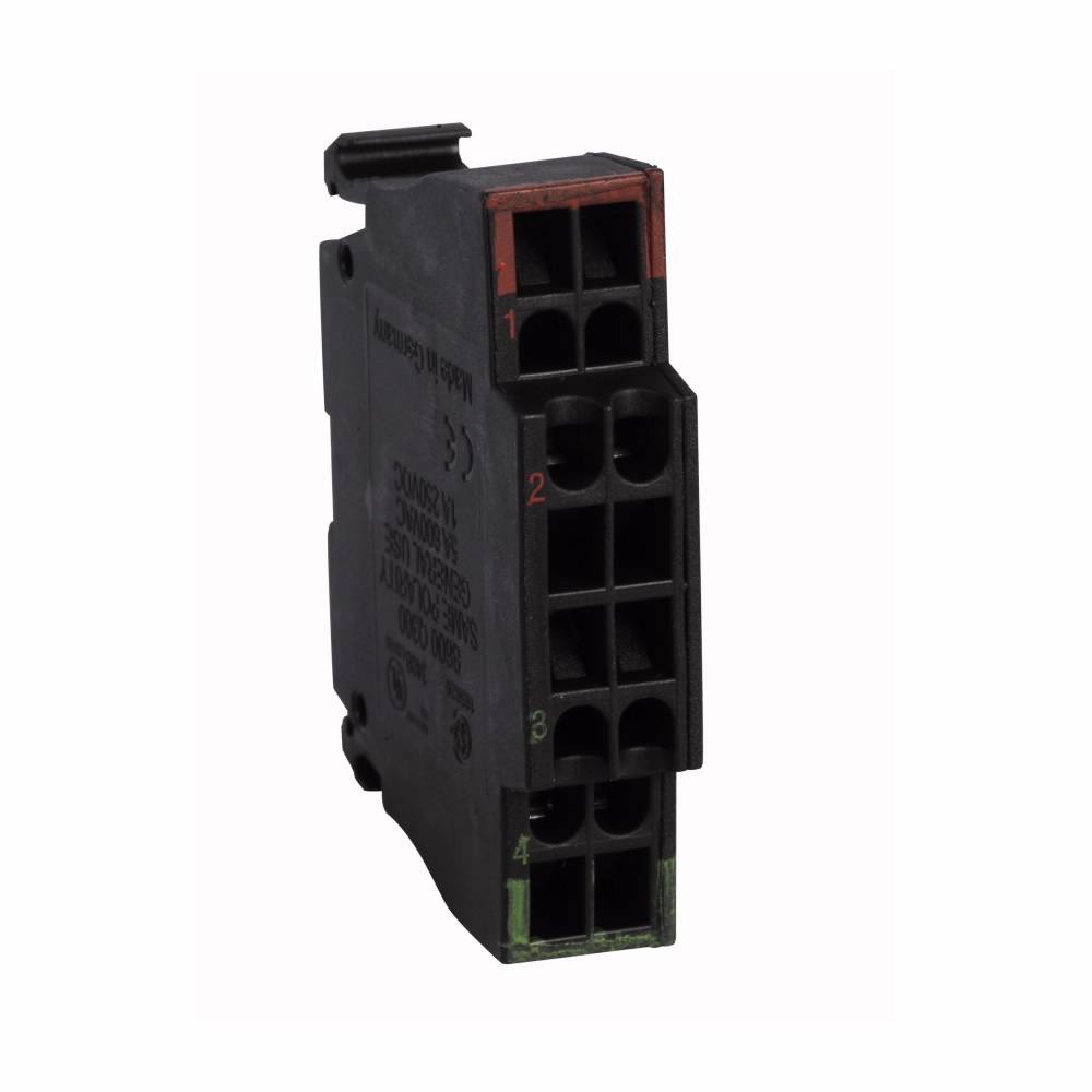 EATON M22-CK01 Contact Block, 22.5 mm, 1NC-CKO1 Contact, 4 A at 230 VAC, 2 A at 500 VAC Contact, Black