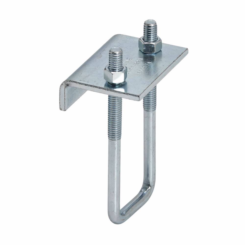 EATON B-Line B441-22AZN Beam Clamp, 1-5/8 to 3-1/4 in Channel, 3/4 in THK Flange, 1200 lb Load, Low Carbon Steel