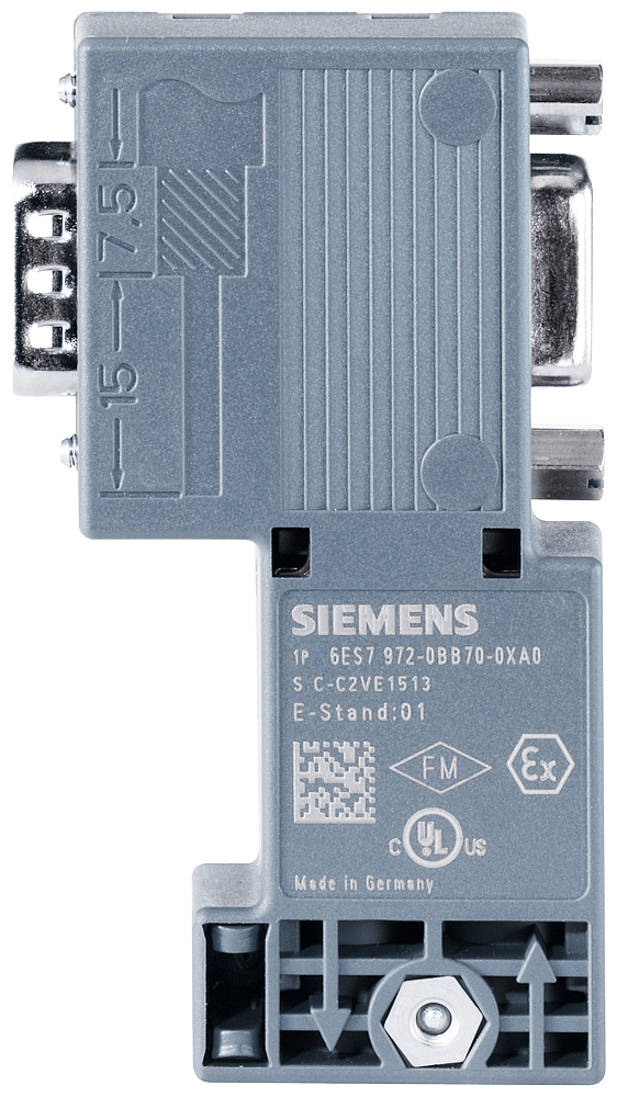 Siemens SIPLUS DP 6AG19720BB707XA0 Bus Connector w/ PG Socket, Conformal Coating, For Use w/ 12 Mbps 90 deg Cable Outlet PROFIBUS