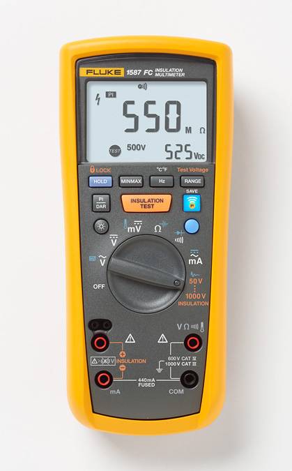 Fluke® FLUKE-1587-FC Multimeter Insulation Tester, 600/1000 VAC, 20%, -0% Accuracy