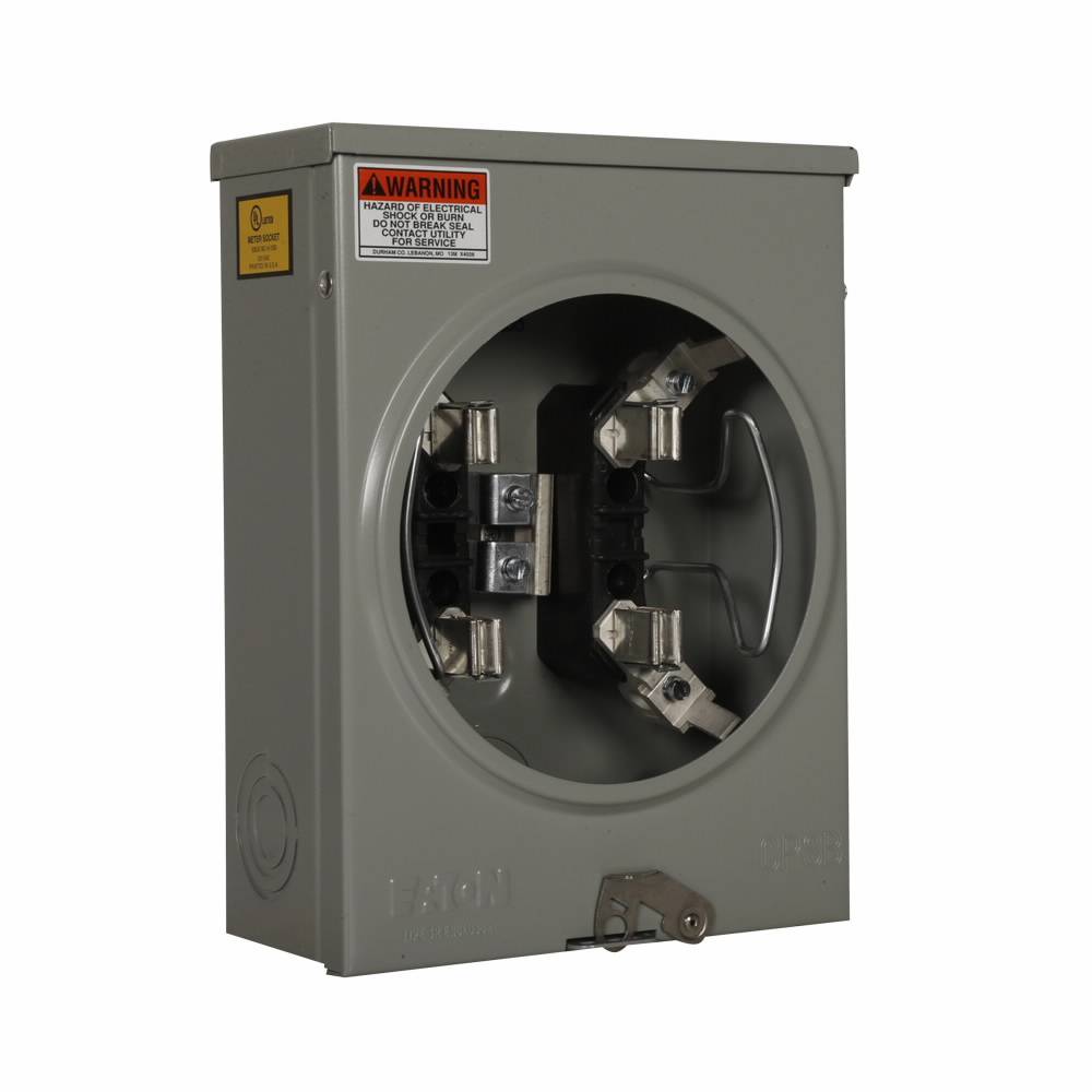 EATON Cutler-Hammer 1005826ACH 3-Wire 1-Position Residential Service Single Meter Socket With Horn Bypass, 600 VAC, 125 A, 1 Phase