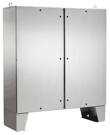 nVent HOFFMAN A60H6018SSLPQT A4S2 2-Door Enclosure With Floor Stand, 60.06 in L x 60.06 in W x 18.06 in D, NEMA 4X/IP66 NEMA Rating, 304 Stainless Steel