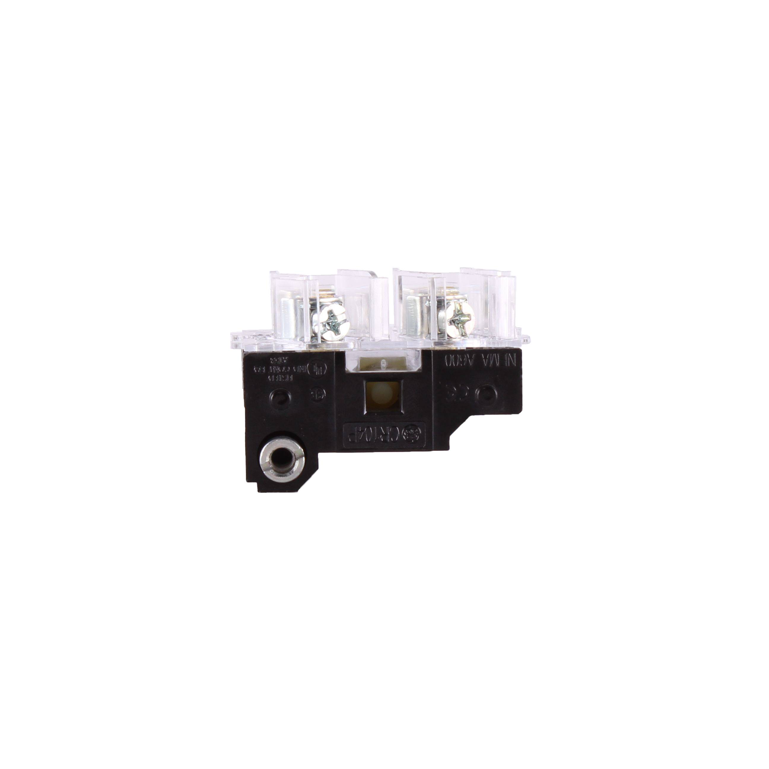 GE CR104PXC91 Standard Contact Block, 30.5 mm, 1NC-1NO Contact, 10 A at 600 VAC/VDC Contact, Silver Alloy Contact, White