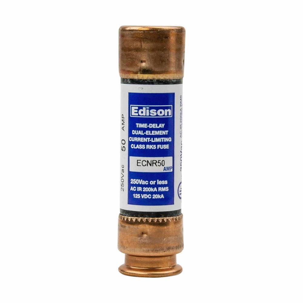 Bussmann ECNR50 Current Limiting Time Delay Fuse, 50 A, 250 VAC/125 VDC, 200 kA Interrupt, RK5 Class, Cartridge Body