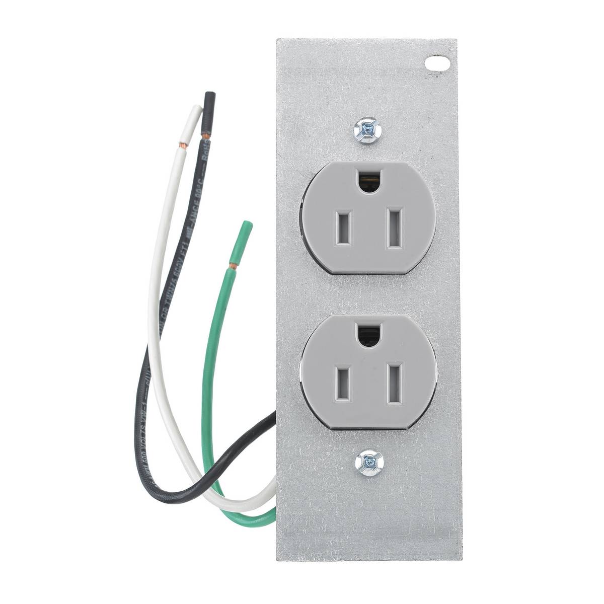 Wiring Device-Kellems SystemOne PWFB10MPCR15GRYTR Duplex Standard Sized Tamper-Resistant Pre-Wired Device Plate, 5.19 in L x 1.8 in W, 1 Gangs, Steel Plate/Composite Receptacle