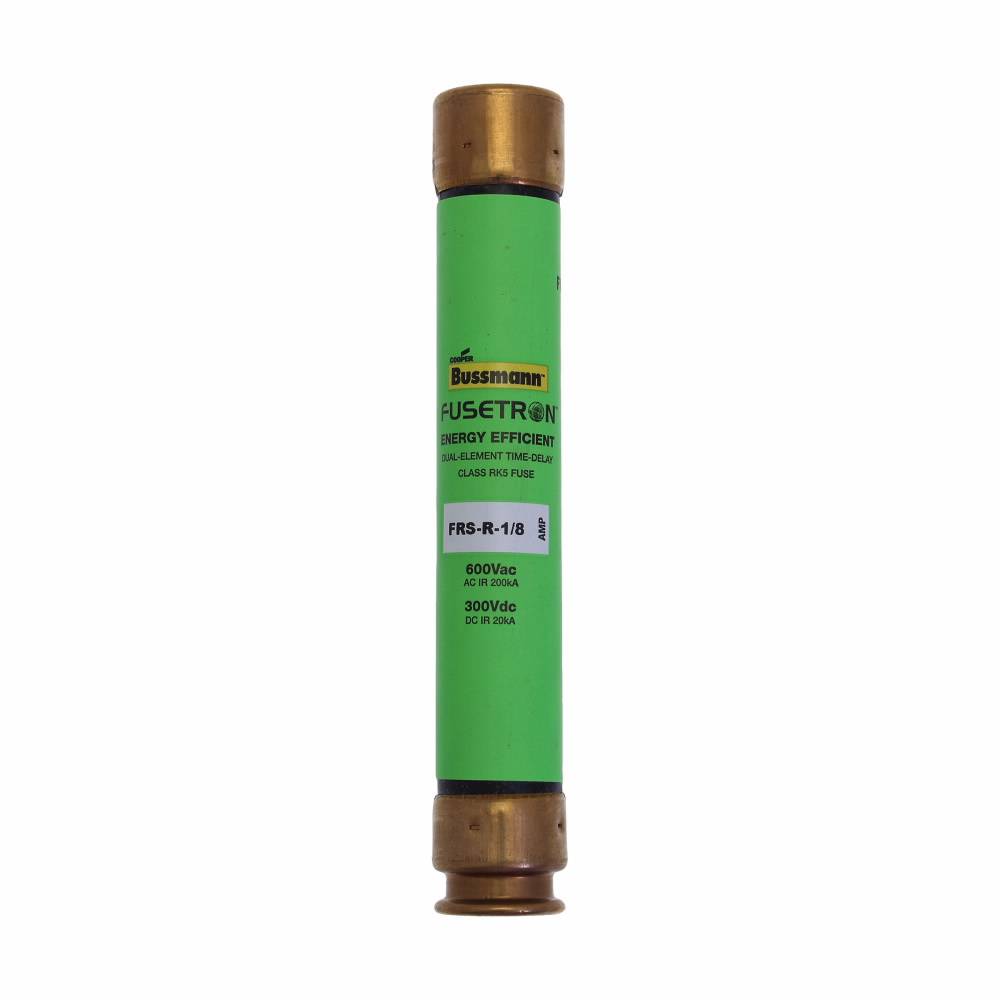 Bussmann Fusetron™ FRS-R-1/8 Current Limiting Time Delay Fuse, 125 mA, 600 VAC/300 VDC, 200 kA Interrupt, RK5 Class, Cylindrical Body