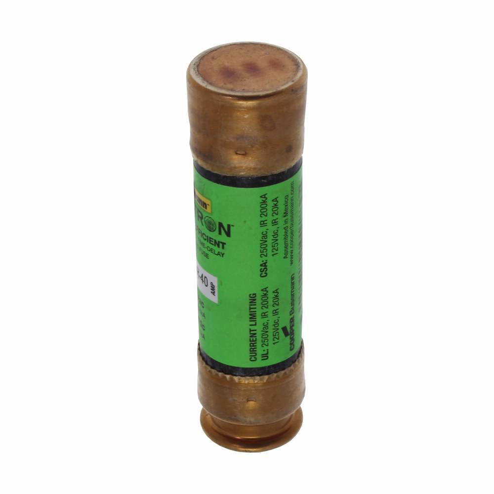 Bussmann Fusetron™ FRN-R-40 Current Limiting Time Delay Fuse, 40 A, 250 VAC/125 VDC, 20/200 kA Interrupt, RK5 Class, Cylindrical Body