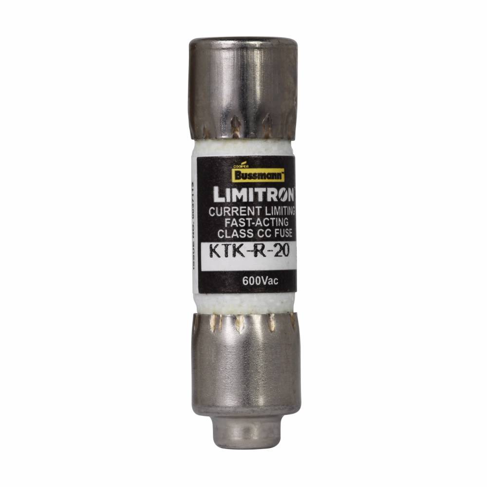 Bussmann Limitron™ KTK-R-20 Fast Acting Current Limiting Low Voltage Fuse, 20 A, 600 V, 200 kA Interrupt, CC Class, Cartridge Body