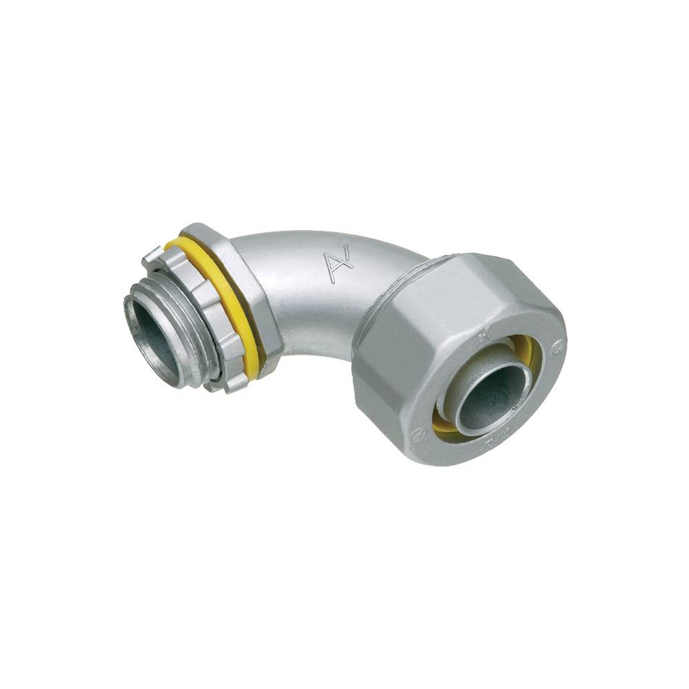 Arlington LT9075 Liquid Tight Conduit Connector, 3/4 in Trade, 90 deg, Die Cast Zinc