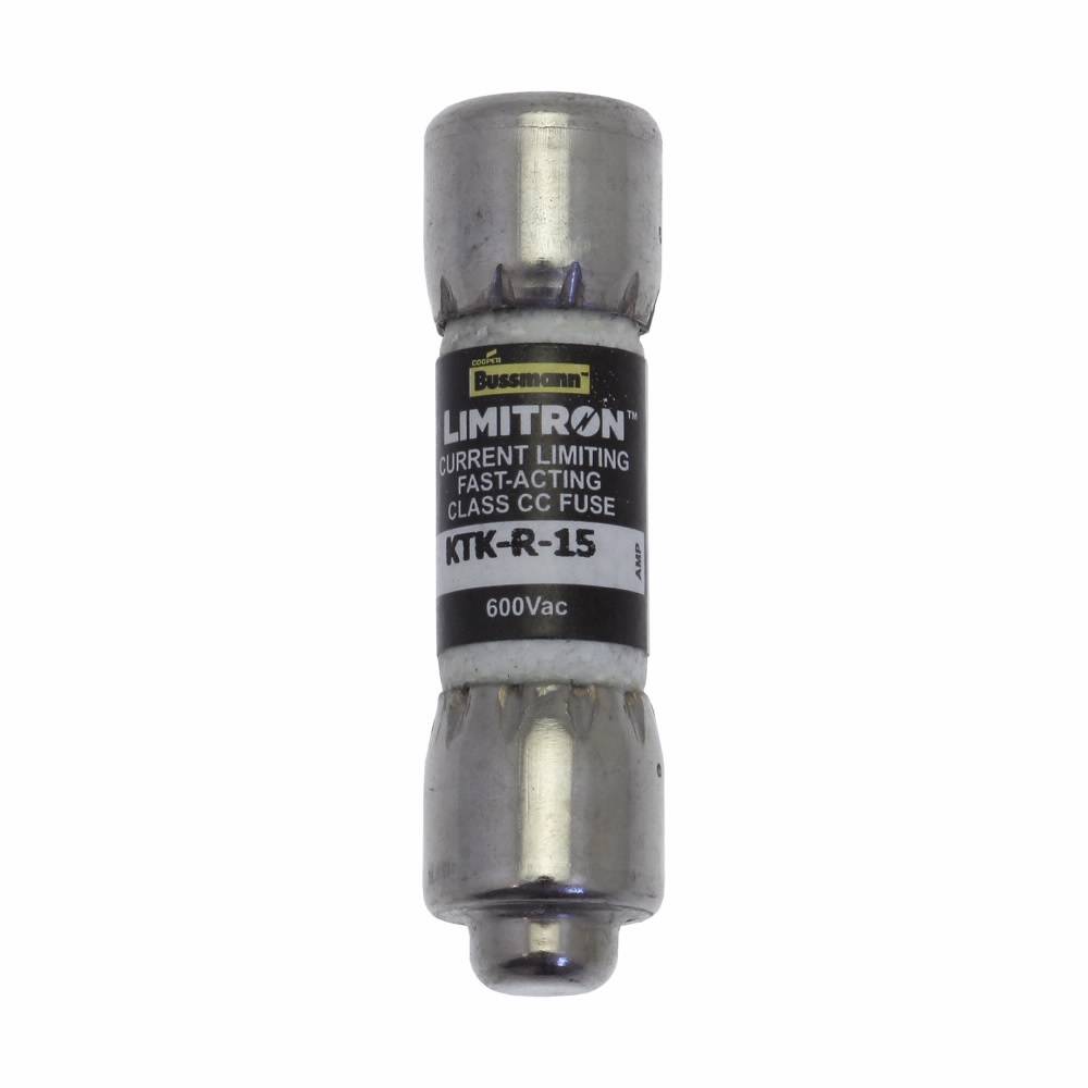 Bussmann Limitron™ KTK-R-15 Current Limiting Fast Acting Fuse, 15 A, 600 V, 200 kAIC Interrupt, CC Class, Cylindrical Body