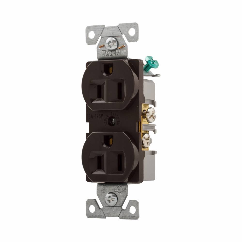 EATON Arrow Hart™ Eaton Wiring Devices 5262B Duplex Tamper/Weather-Resistant Straight Blade Receptacle, 125 VAC, 15 A, 2 Poles, 3 Wires, Brown