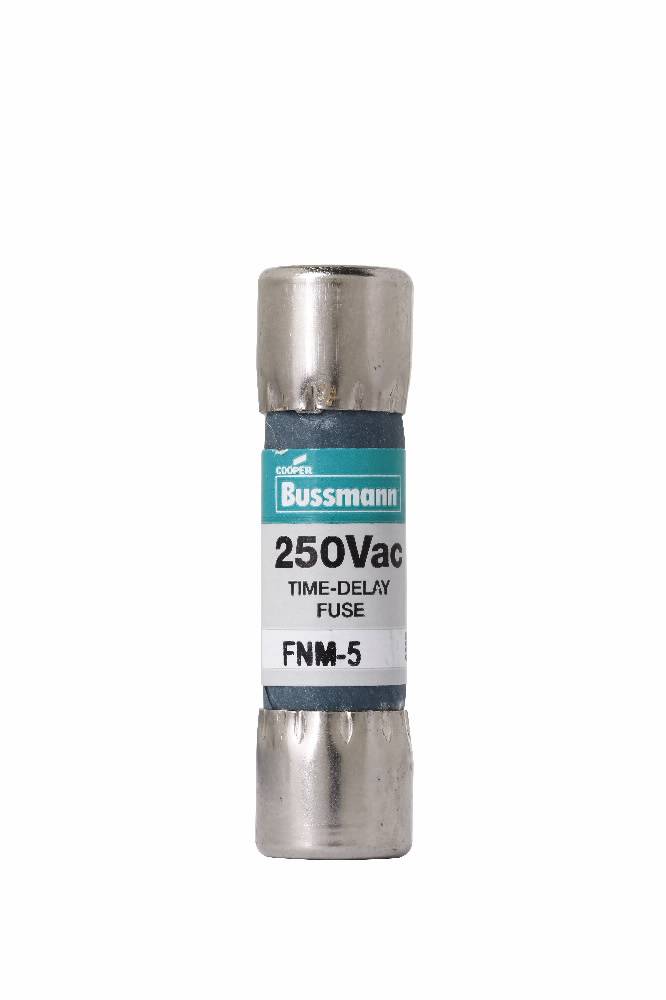 Bussmann Fusetron™ FNM-5 Low Voltage Supplemental Time Delay Midget Fuse, 5 A, 250 VAC, 200 A Interrupt, Class: Supplemental, Cartridge Body