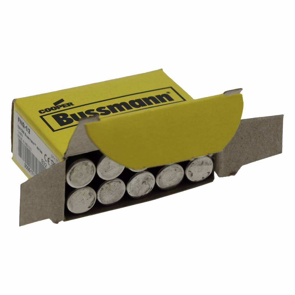 Bussmann Tron® FNQ-1/2 Time Delay Midget Fuse, 1/2 A, 500 VAC, 10000 A Interrupt, Class: Supplemental, Cartridge Body