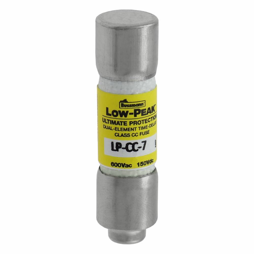 Bussmann Low-Peak™ LP-CC-7 Current Limiting Time Delay Fuse, 7 A, 600 VAC/150 VDC, 20/200 kA Interrupt, CC Class, Cylindrical Body