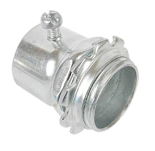 Allied Tube & Conduit SC50RKON Straight Set Screw Connector, 1/2 in Trade, For Use With EMT Conduit, Steel, Zinc Plated
