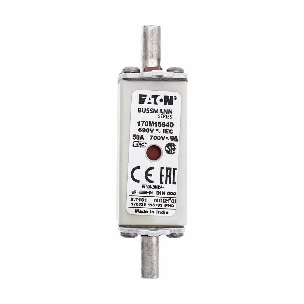 Bussmann 170M1564D Square Body Type T High Speed Fuse, 50 A, 690 VAC, 200 kA Interrupt, Class: gR, Square Body