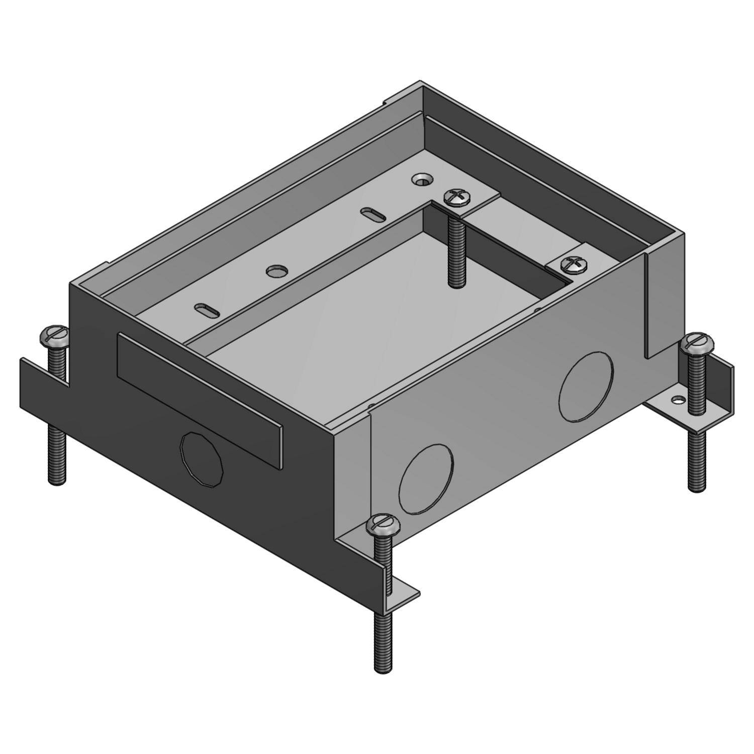 Steel City® 742S 740 Flush Service Shallow Floor Box, Stamped Steel, 52 cu-in Capacity, 2 Gangs, (2) Outlets, (10) Knockouts, 7-1/4 in L x 5-1/2 in W x 2-5/8 in H