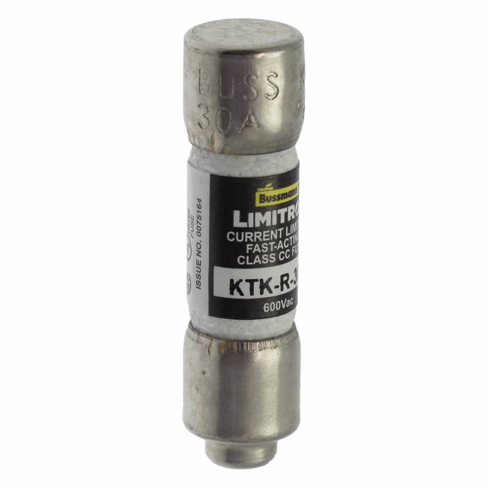 Bussmann Limitron™ KTK-R-30 Current Limiting Fast Acting Fuse, 30 A, 600 V, 200 kAIC Interrupt, CC Class, Cylindrical Body
