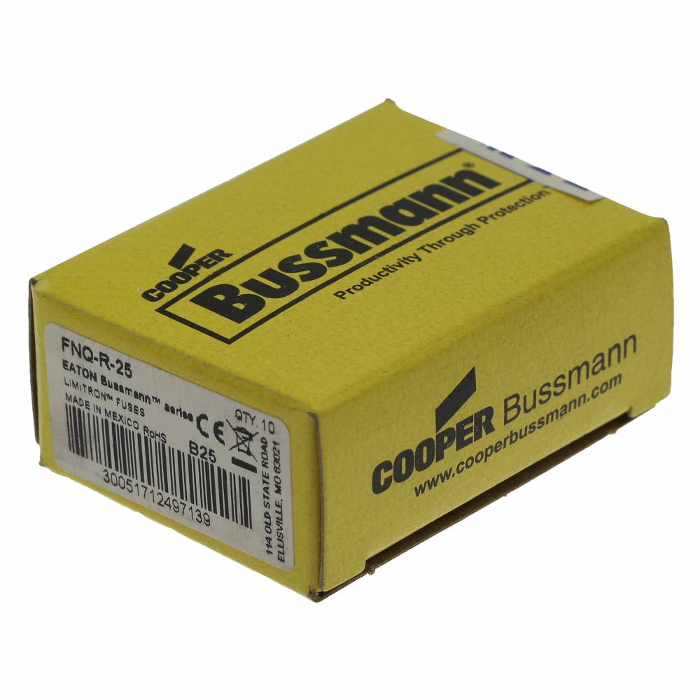 Bussmann CC-Tron® FNQ-R-25 Current Limiting Time Delay Fuse, 25 A, 600 V, 200 kAIC Interrupt, CC Class, Cylindrical Body