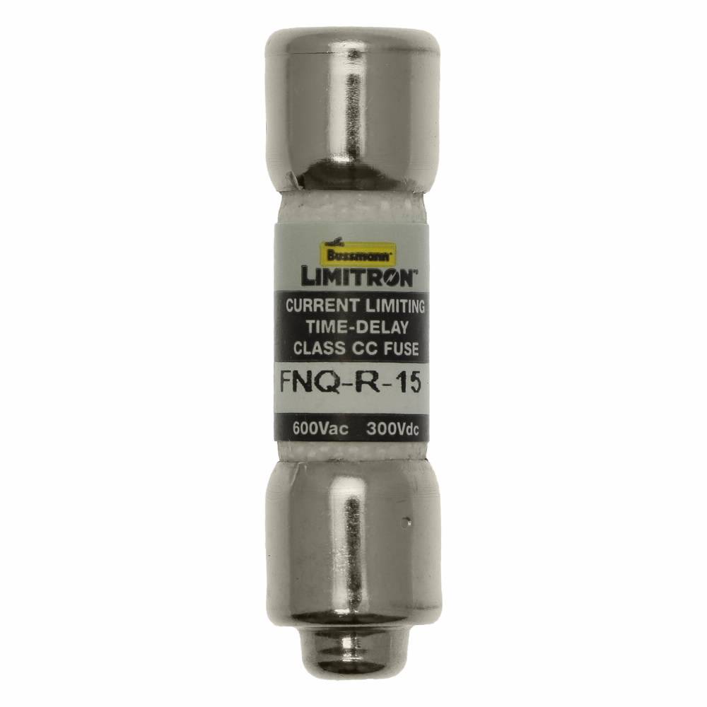 Bussmann CC-Tron® FNQ-R-15 Time Delay Fuse, 15 A, 600 VAC/300 VDC, 20/200 kA Interrupt, CC Class, Cylindrical Body