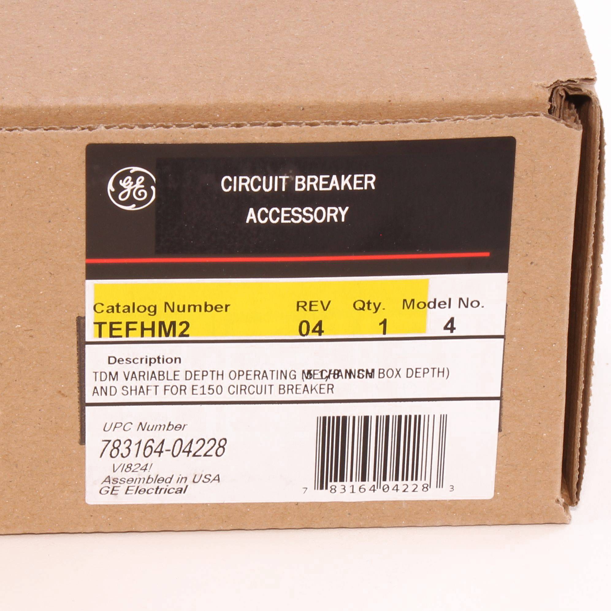 GE TEFHM2 TDM Door Mount Handle Operating Mechanism, NEMA 1/3R/12 NEMA Rating, Rotary Lever/Variable Depth Handle/Operation, Right Handle Mounting, For Use With TEB, TEC, TB1, TED and THED Molded Case Circuit Breaker