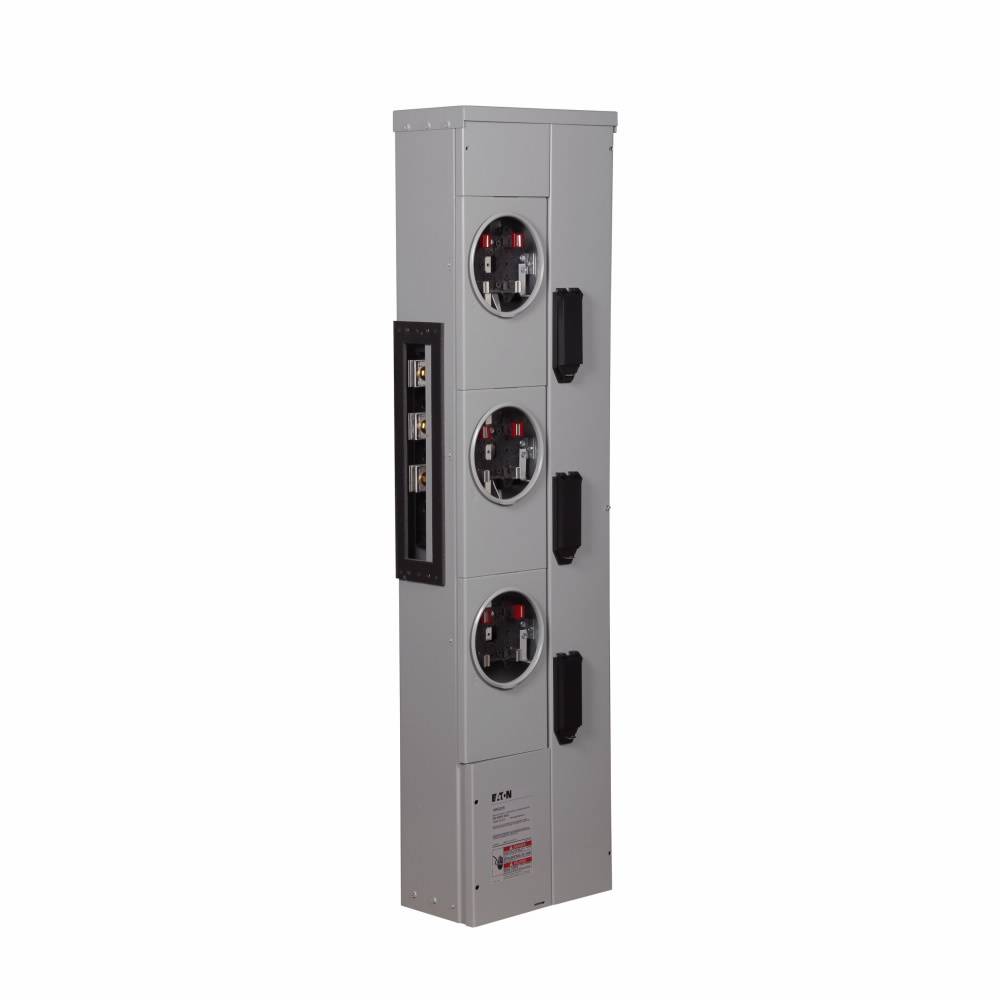 EATON 1MM320RC 3-Socket 4-Jaw Multiple Metering Meter Stack Module, 120/240 VAC, 200 A, 1 ph Phase, 3 Wires