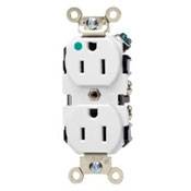 Leviton® 8200-I 1-Phase Duplex Extra Heavy Duty Wide Body Straight Blade Receptacle, 125 VAC, 15 A, 2 Poles, 3 Wires, Ivory