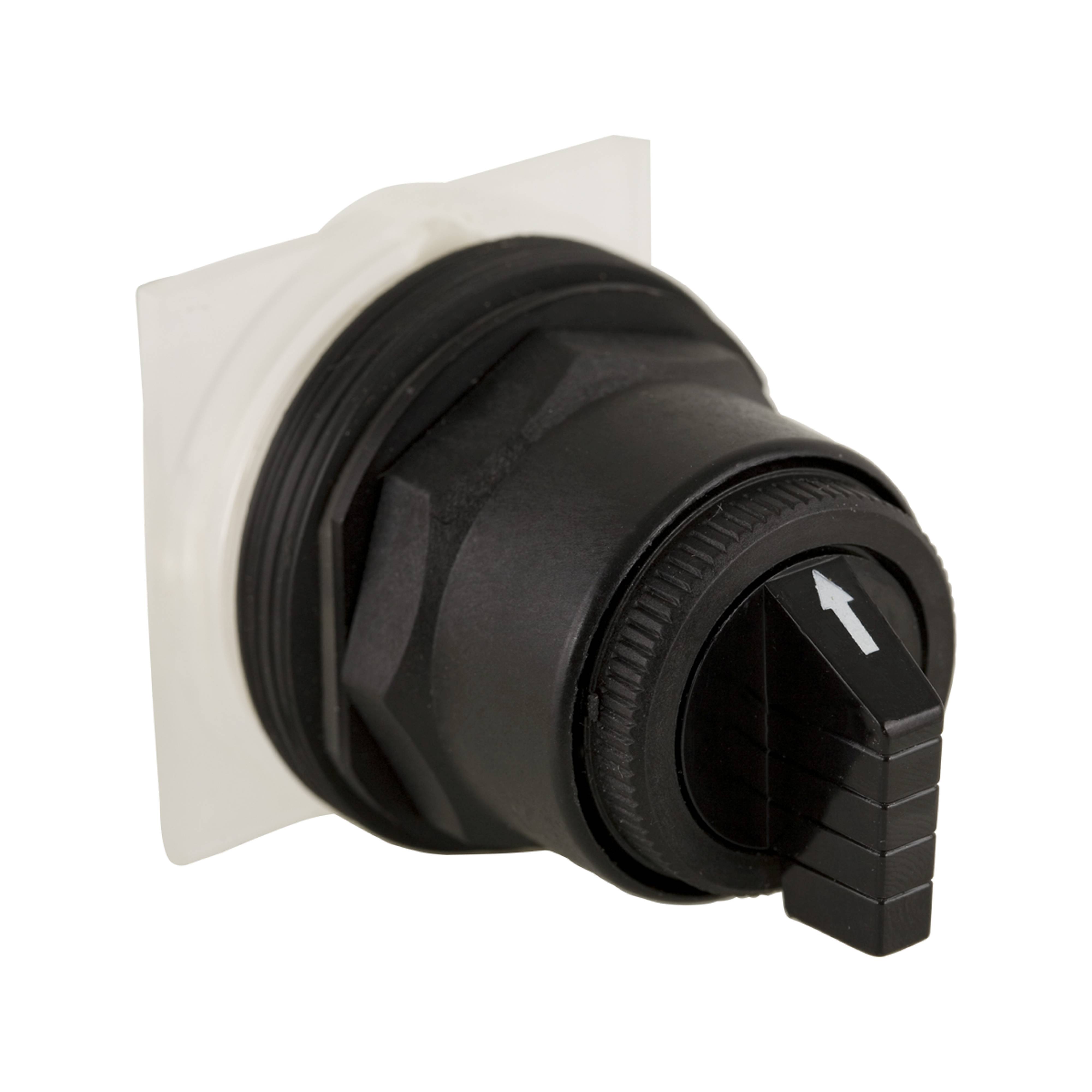 Schneider Electric Harmony™ 9001SKS46B Heavy Duty Non-Illuminated Round Type SK Selector Switch Operator, 30 mm, Standard Knob Operator, 3 Positions, Black