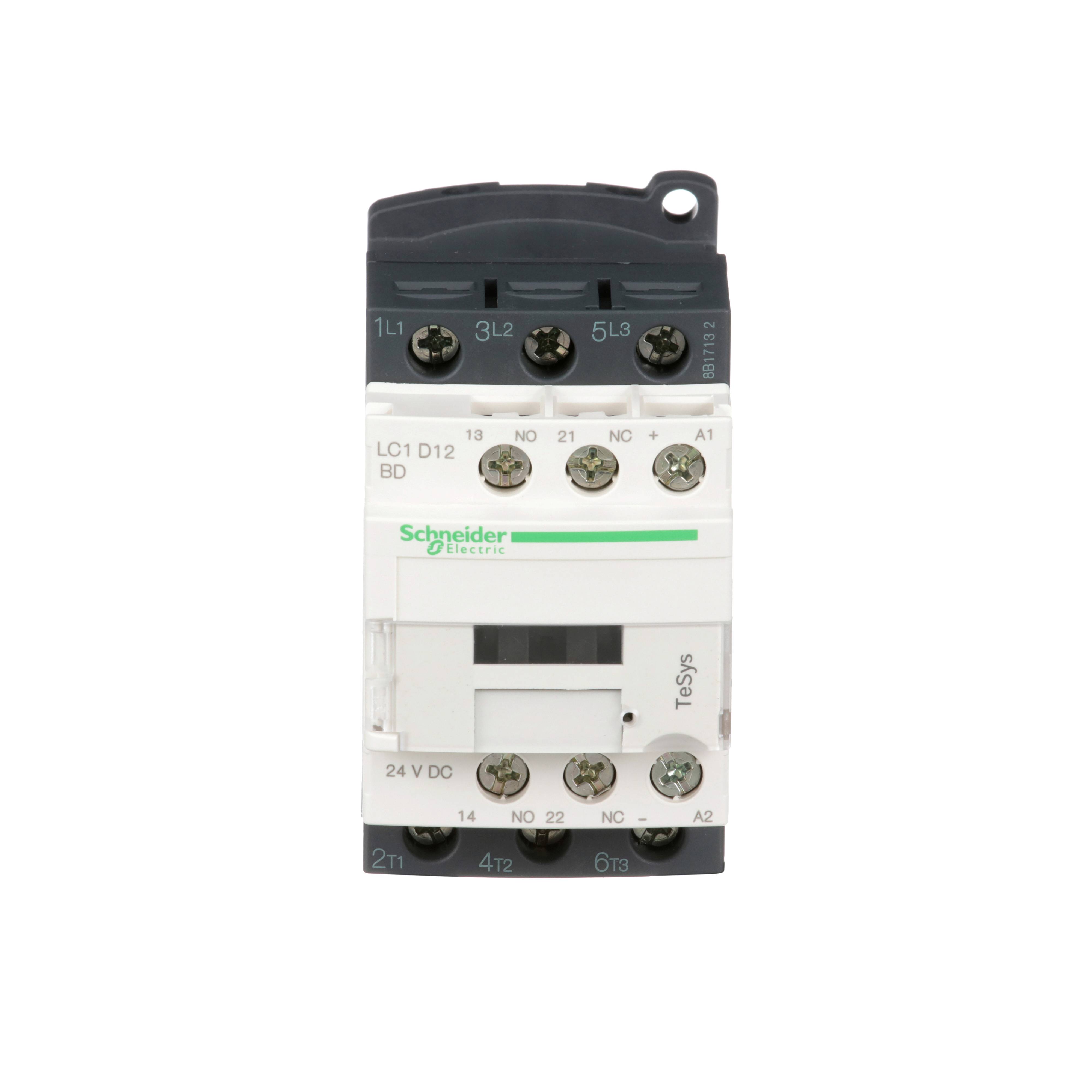 Schneider Electric Square D™ TeSys™ D LC1D12BD Direct On-Line Standard IEC Contactor, 690 VAC, 24/300 VDC V Coil, 12/25 A, 3NO Contact, 3 Poles