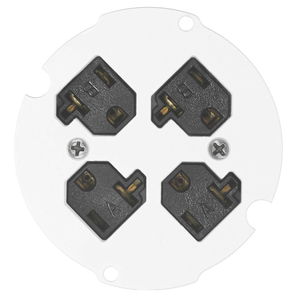 PREMISE WIRING ScrubShield® SystemOne S1R4SPQUAD Standard Sized Sub Plate With (4) 20 A 120 VAC Pre-Wired Receptacles, 4 in Dia, Composite