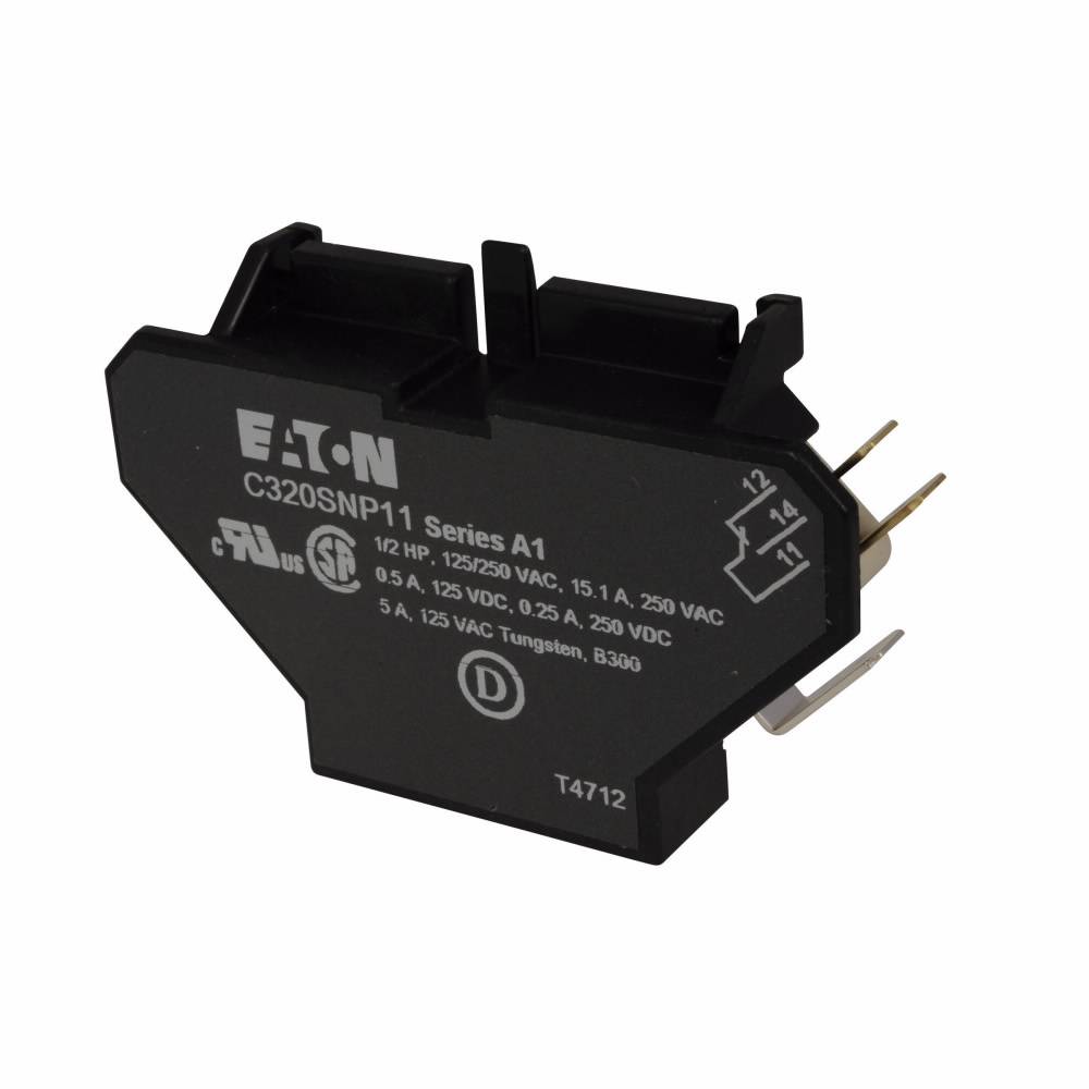 EATON C320SNP11 Auxiliary Contact, 600 VAC, 10 A, Silver Cadmium Alloy