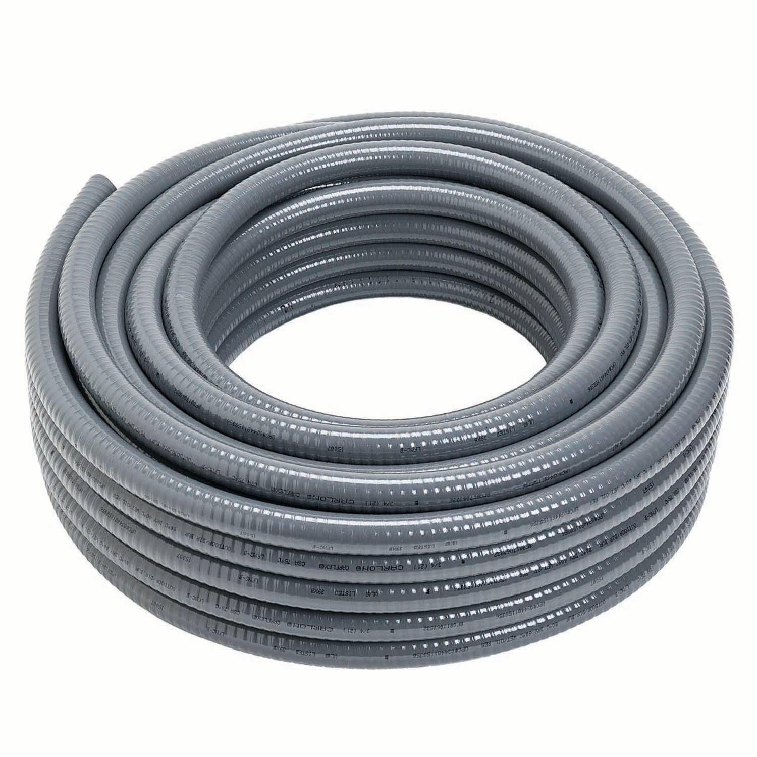 Carlon® Carflex® 15005-035 Non-Metallic Liquid Tight Conduit, 1/2 in Trade, 0.64 in ID x 0.83 in OD, 35 ft L, PVC