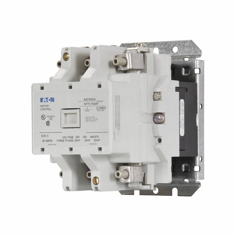 EATON A201K3CB Full Voltage Non-Reversing NEMA Contactor, 208 to 600 VAC V Coil, 90 A, 3 Poles