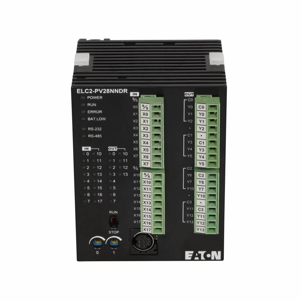 EATON ELC2-PV28NNDR Type ELC2 Advanced Programmable Logic Controller, 24 VDC, 5 mA, 16-Digital Inputs, 12 Outputs