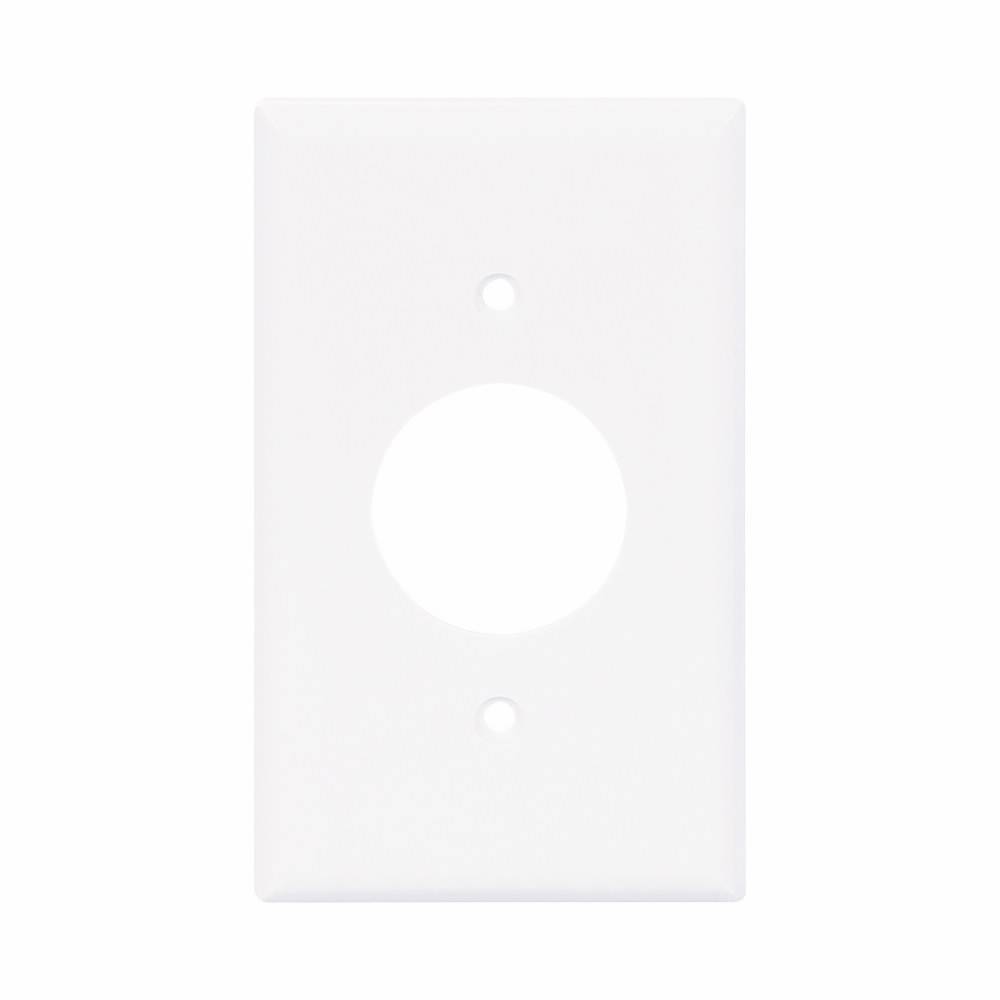 EATON Arrow Hart PJ7W Mid-Size Screwless Receptacle Wallplate, 1 Gang, 4.87 in H x 3.12 in W, Polycarbonate, White