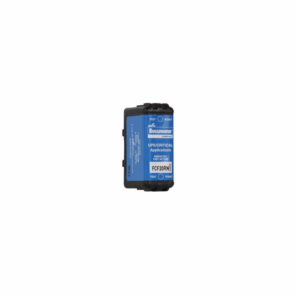 Bussmann CUBEFuse™ FCF20RN Fast Acting Non-Indicating Fuse, 20 A, 600 VAC/VDC, 50/300 kA Interrupt, Class: CF, Square Blade Body
