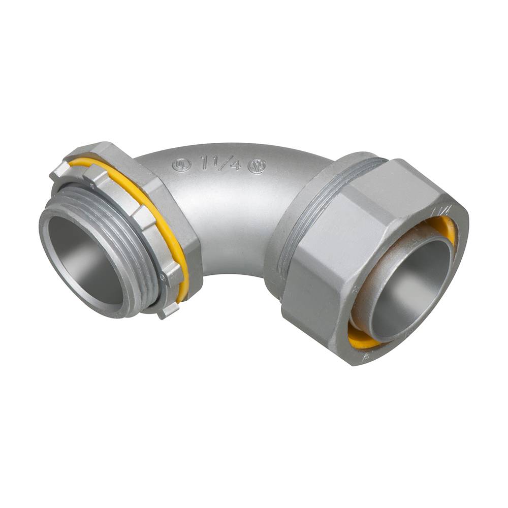 Arlington LT90125 Connector With 1-1/4 in Knockout, 1-1/4 in Trade, 90 deg, Die Cast Zinc
