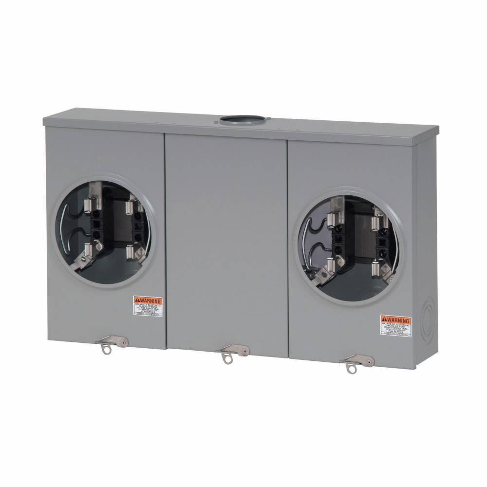 EATON 1008842CH 2-Position 3-Wire Horizontal Ganged Horn Bypass Meter Socket, 600 VAC, 200 A, 1 ph Phase