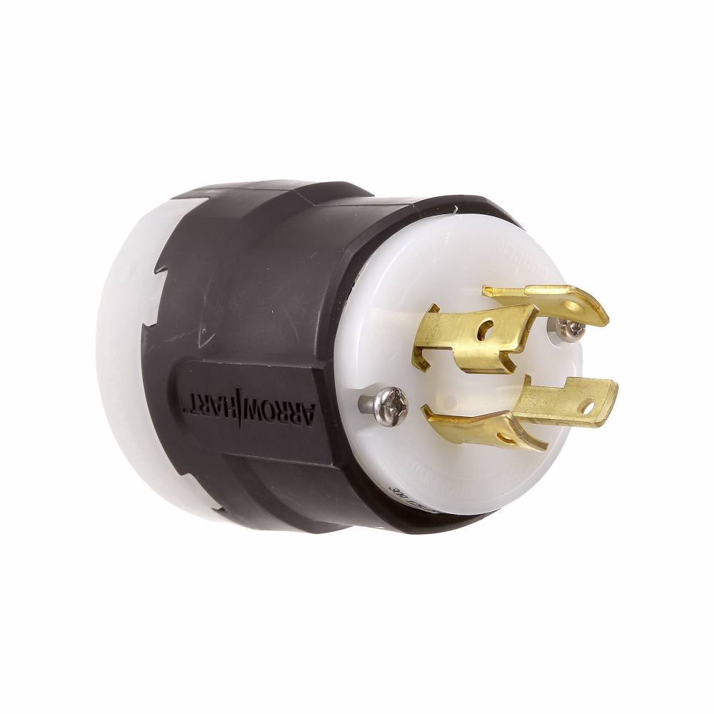 EATON Eaton Wiring Devices Arrow Hart™ Hart-Lock® Safety Grip™ AHL1430P Straight Locking Plug, 125/250 VAC, 30 A, 3 Poles, 4 Wires, Yellow