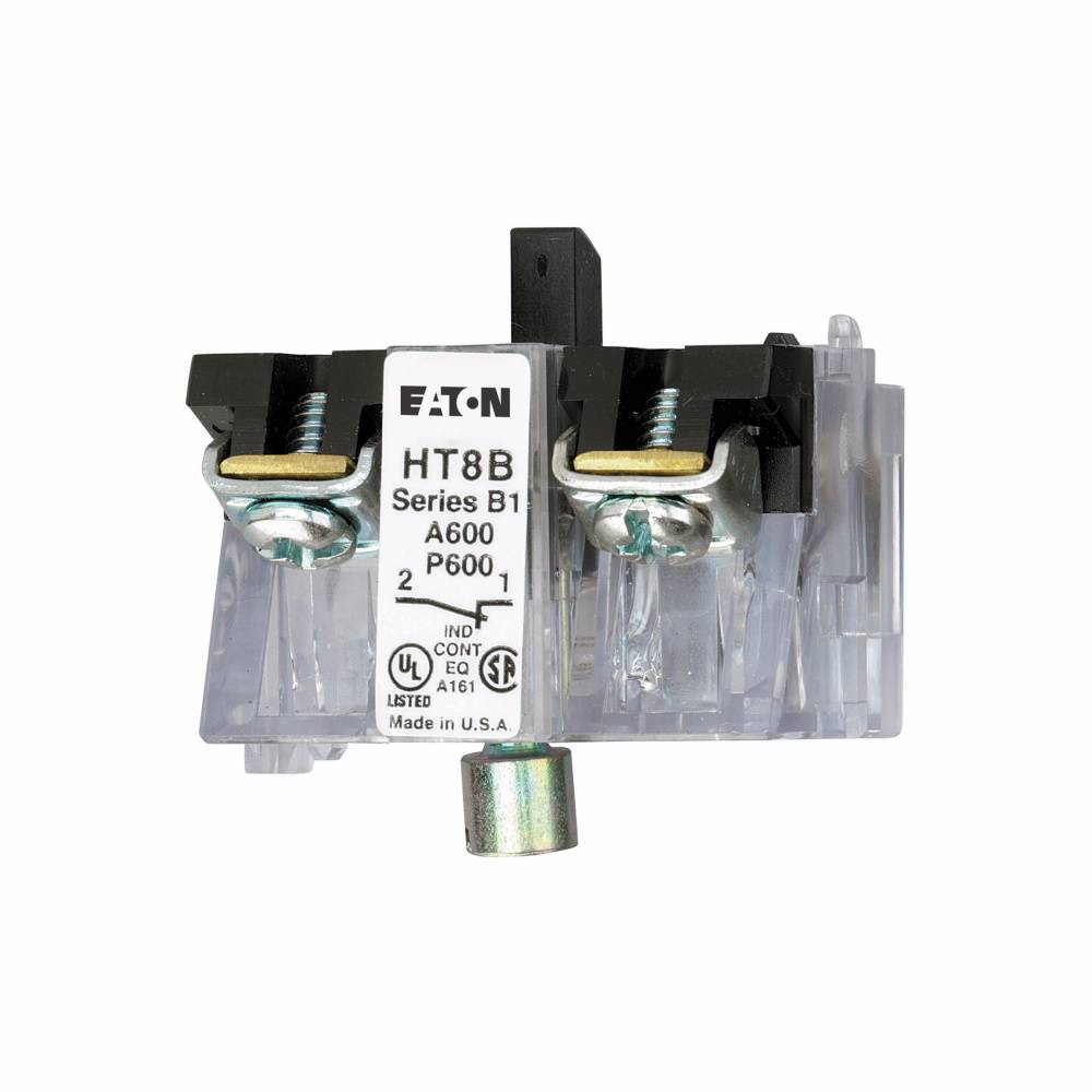 EATON HT8B HT800 Oil/Watertight Contact Block, 30.5 mm, 1NC Contact, 10 A at 600 VAC/VDC Contact, Momentary Action, Black